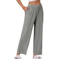 thumbnail image 4 of Pantalones de pijama de algodón para mujer INSPIRE CHIC con cintura elástica, sueltos, pantalones de lounge con bolsillos, pantalones de sudadera M a rayas negras, 4 of 6
