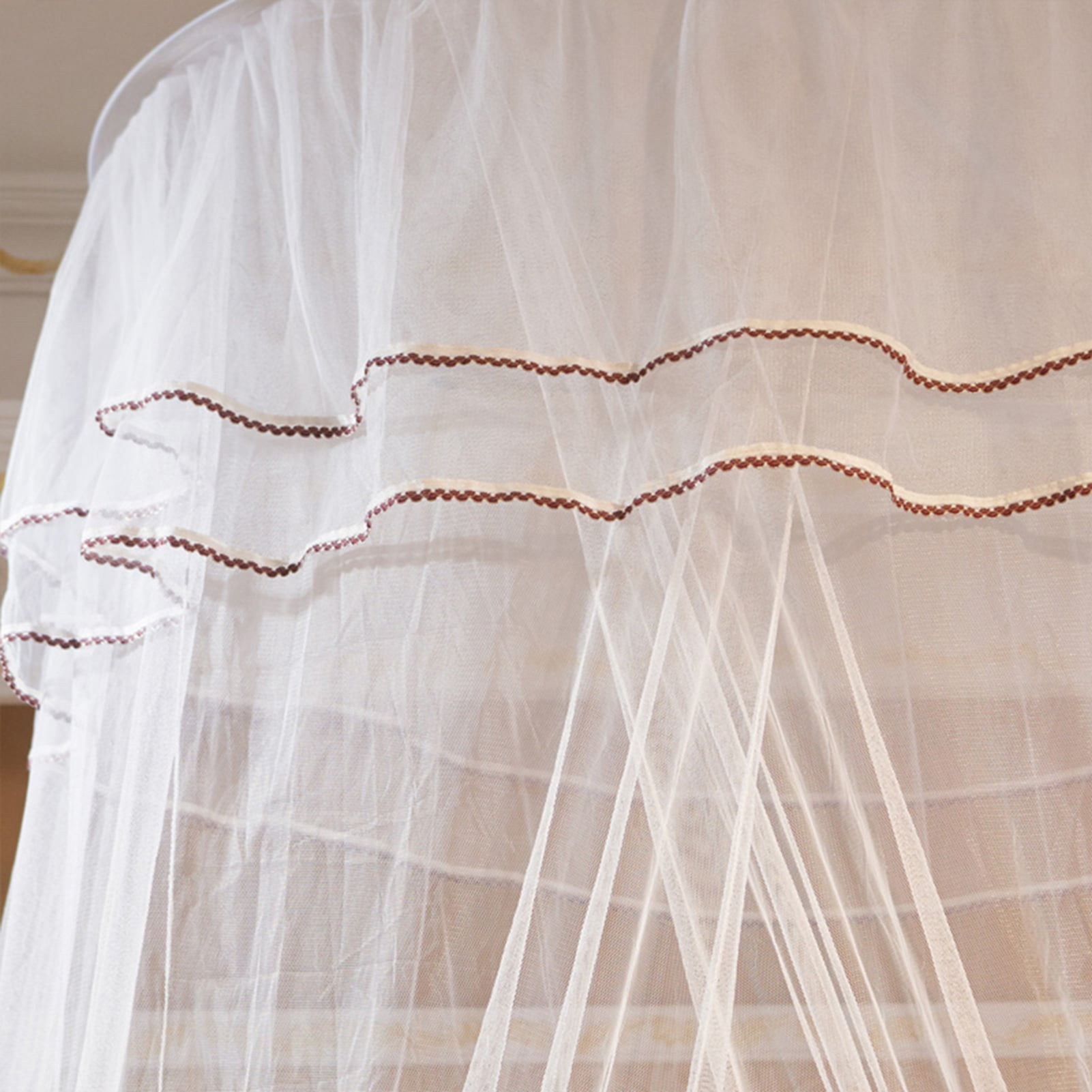 LAZIOEGR Classic White Dome Bed Canopy Fine Mesh Single Entrance Bed Net for 47.2 to 70.8 inches / 1.2 to 1.8 m Bed Elegant Princess Style Bedroom Decoration White