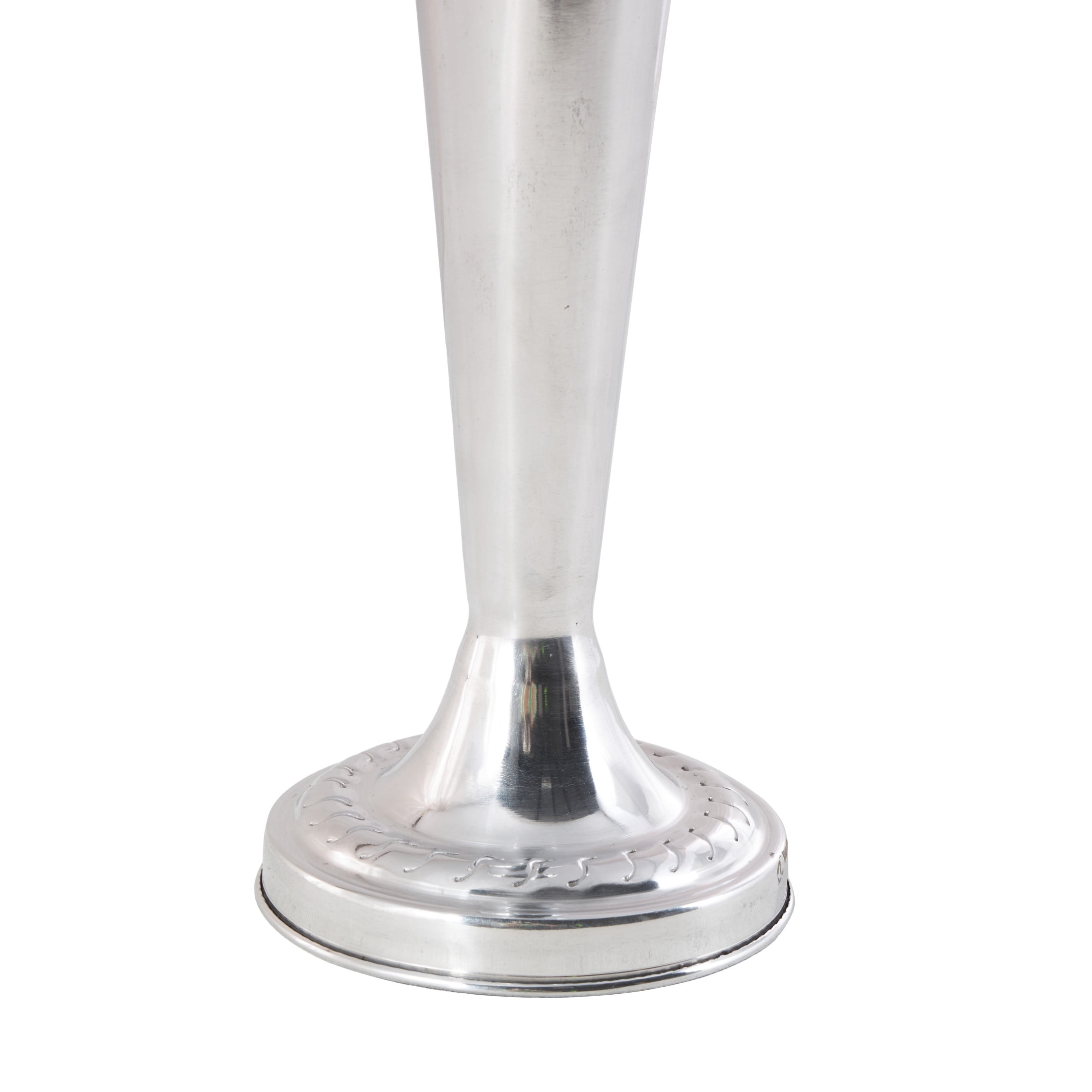 DecMode 15" Flute Shaped Silver Aluminum Metal Vase