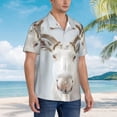 thumbnail image 3 of Sigee White Reindeer Portrait for Men’s Casual Beach Summer Shirts Funky Hawaiian Shirt for Men Hawaiian Shirts,Small, 3 of 7