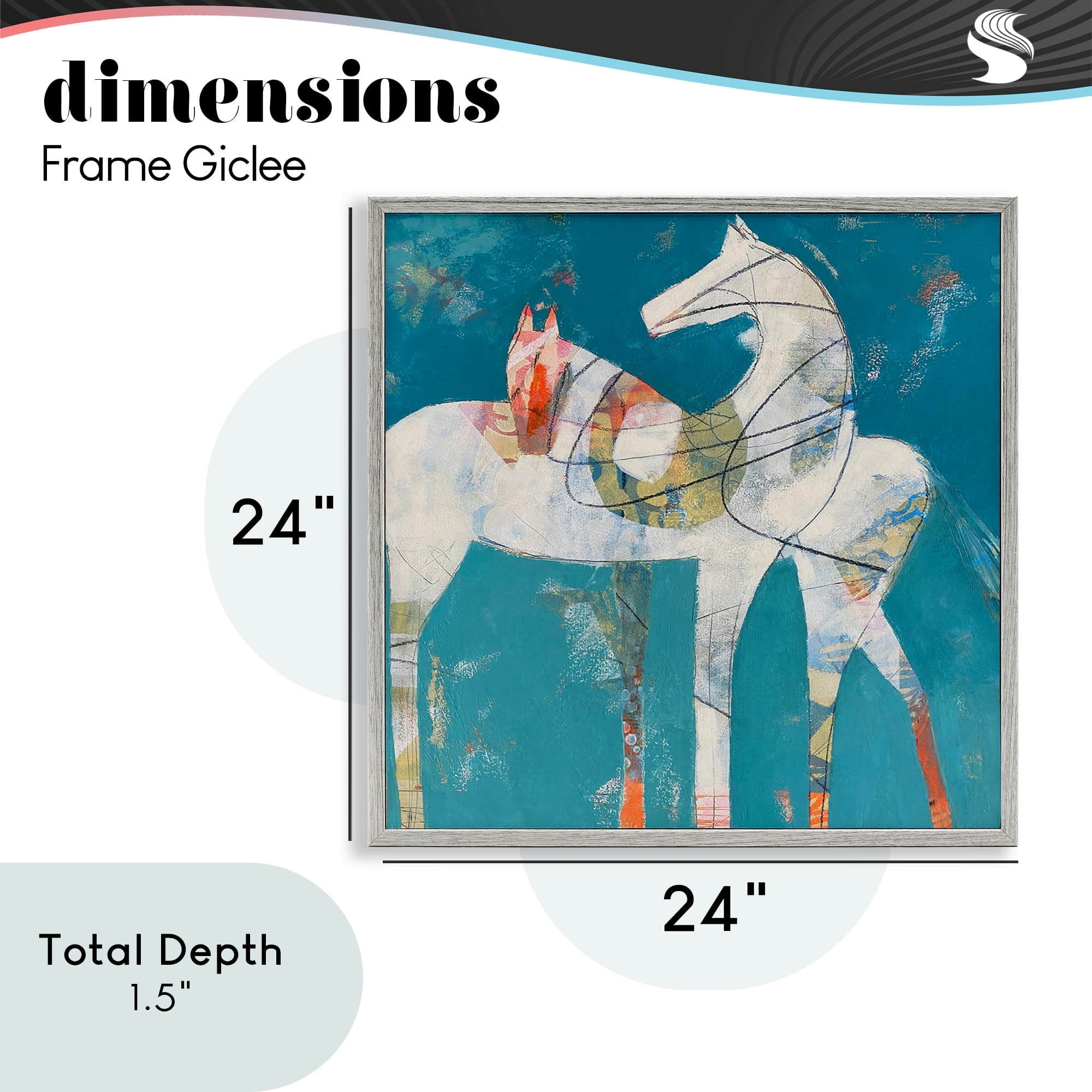 In Sync Abstract Horse Pair Gray Framed Giclee Art, design by Dianna Fritzler
