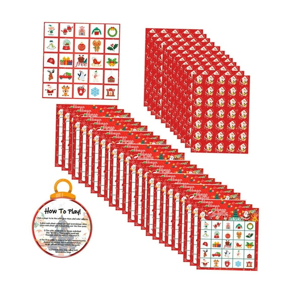 Luzkey Jeu de Bingo de Noël, Fournitures de Fête de Noël, Jeu de Classe Scolaire, Cartes de Bingo en Papier pour Camarades de Classe