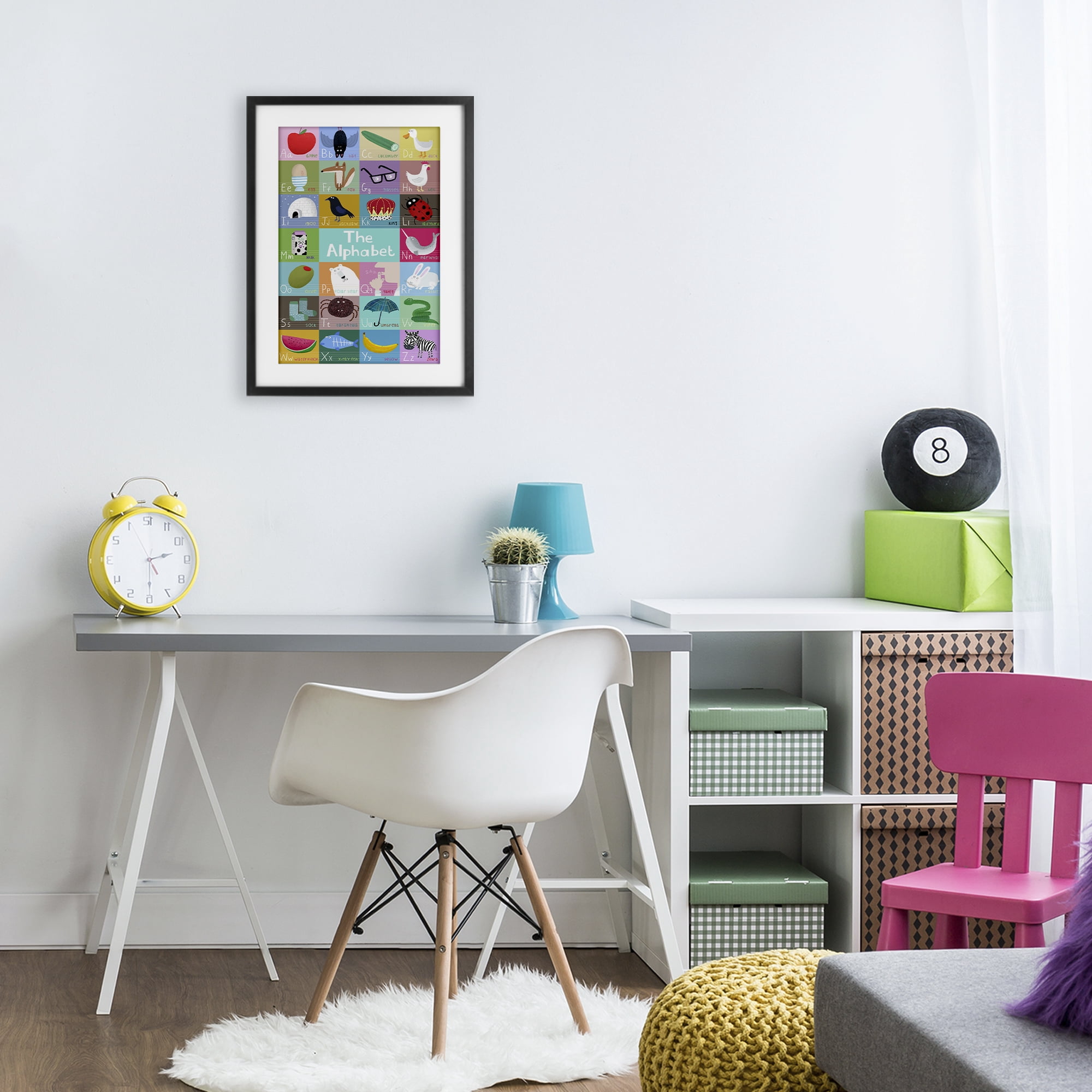 Stupell Industries First Words Alphabet Black Framed Print Under Glass, design by Carla Daly