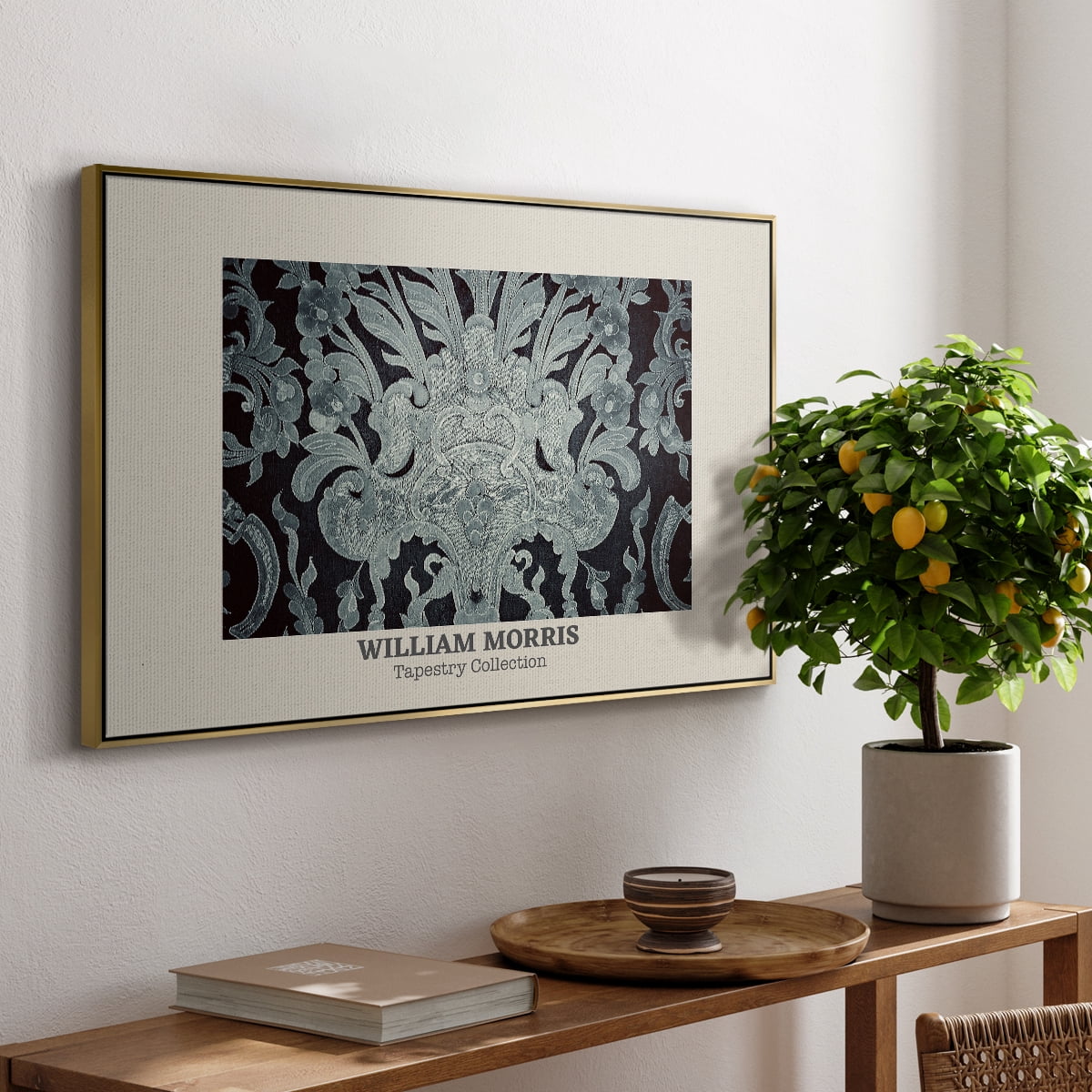 Vintage Abstract Print-XLII Framed in Gold Wood Gallery Wrapped Canvas 25 in. x 37 in.
