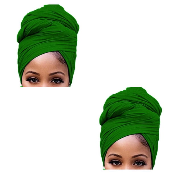 Qarigey Hijab interior con nudo de turbante largo, gorro multiusos a prueba de polvo, gorros, gorro, accesorios para mujer, verde brillante Verde brillante 2piezas Qarigey CBP468082