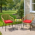 thumbnail image 4 of Topcobe 3 Pieces Rattan Furniture Set with Cushioned Chair Table, Outdoor Patio Furniture, Red, 4 of 5