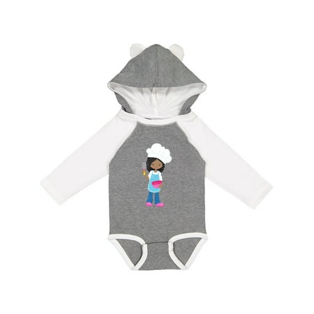 

Inktastic African American Girl Baking Girl Brown Hair Gift Baby Girl Long Sleeve Bodysuit
