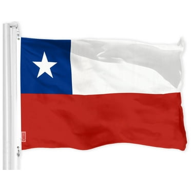 G128 Chile Flag, 3x5 ft, Printed 150D Polyester, Vibrant Colors, Brass Grommets, Outdoor Use