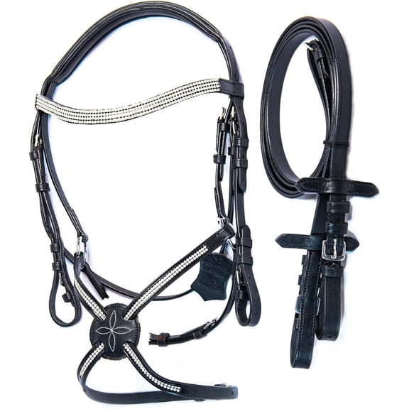 Top Grain Cowhide Leather English Bridle Snaffle Horse Bridle Noseband with Browband Horse Bit Bridle with Reins Bridles for Horses