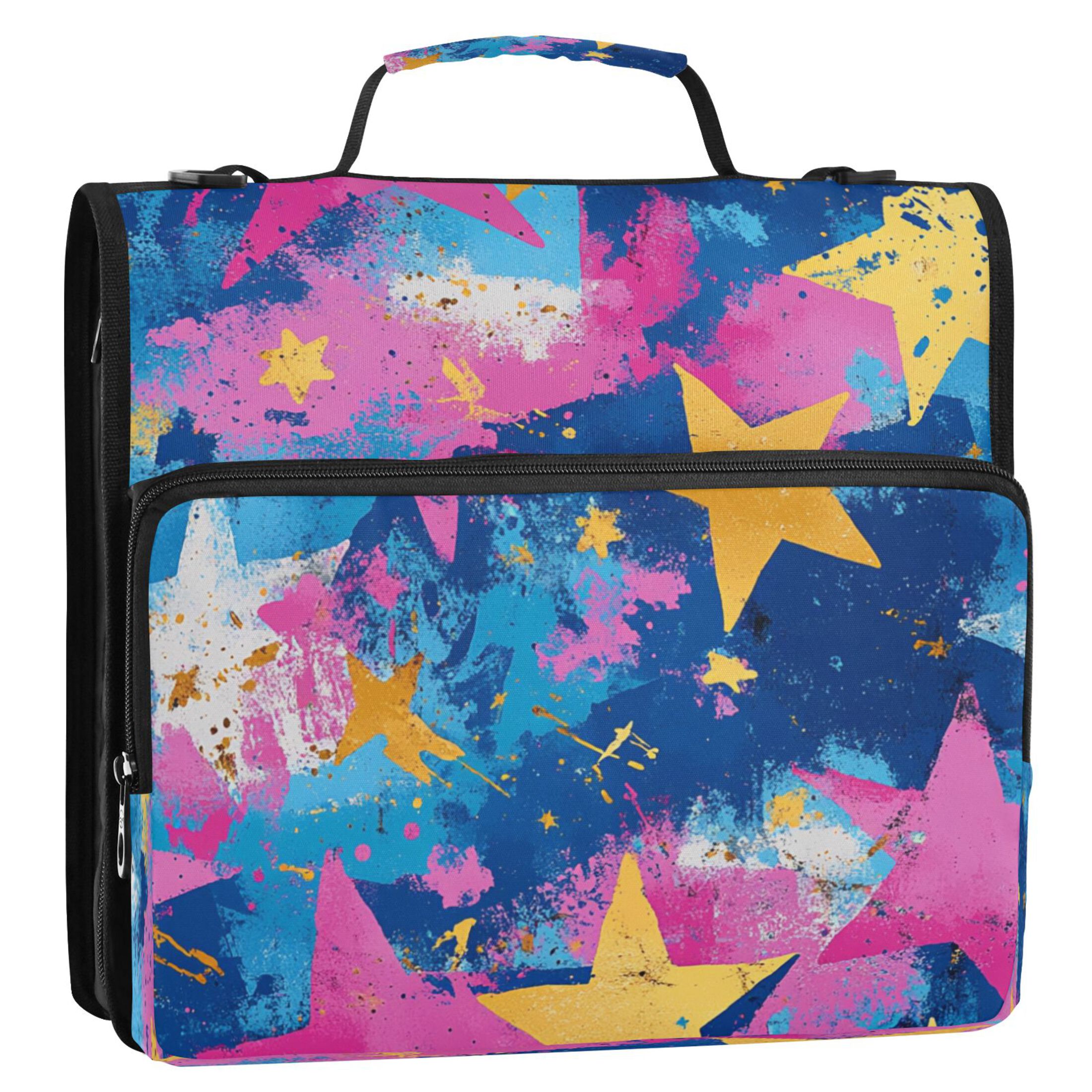 YAZAOO Zipper Binder trapper keeper Documents Organized Design Cosmic Blast Printed