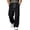 Black, variant on Men Braided Drawstring Elastic High Waist Curved Stitch Wide Leg Outdoor Hiking Pants Multi Zipper Cargo Pockets Windproof Quick Dry Camping Trousers M
