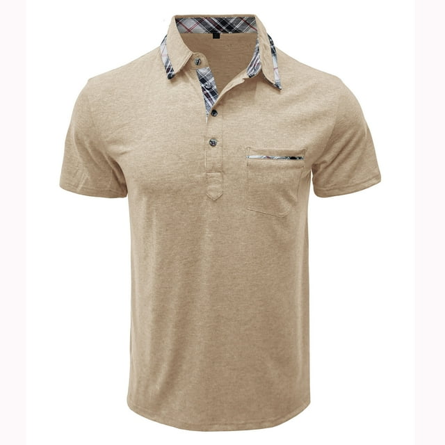 HKEJIAOI Chemise Décontractée pour Hommes à Manches Courtes à Carreaux Col Rabattu avec Boutons