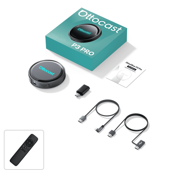 ottocast p3 pro ③ Ottocast P3 Pro AI Box with Bluetooth Remote, CarPlay TV Box for