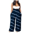 thumbnail image 2 of Voncos Pants for Women- Casual Sleeveless Loose Straps Printing High Waist Wide Leg Jumpsuit Rompers With Pocket Navy S, 2 of 4