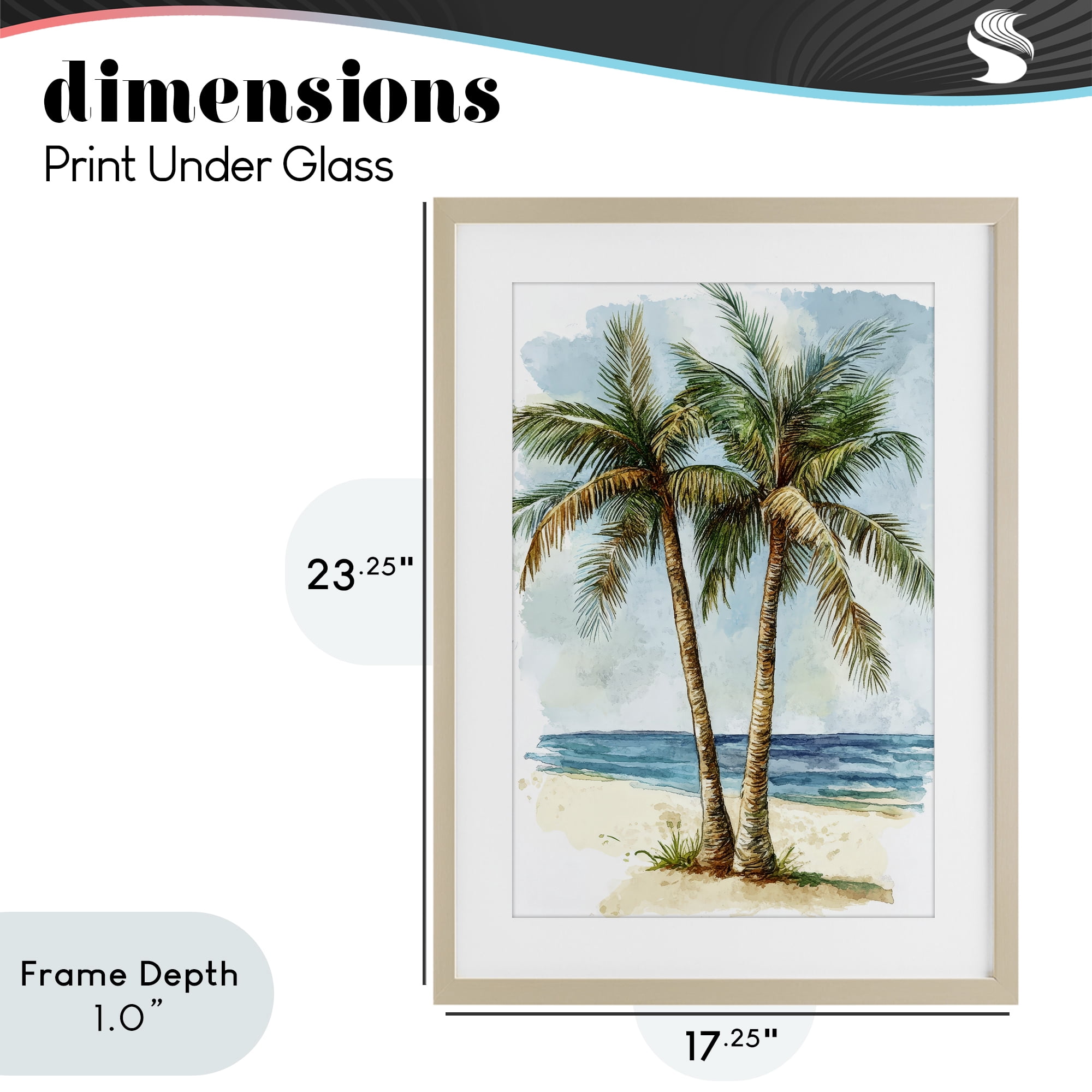 Stupell Industries Illustrated Palm Tree Duo Birch Framed Print Under Glass, design by Petal Prints Design
