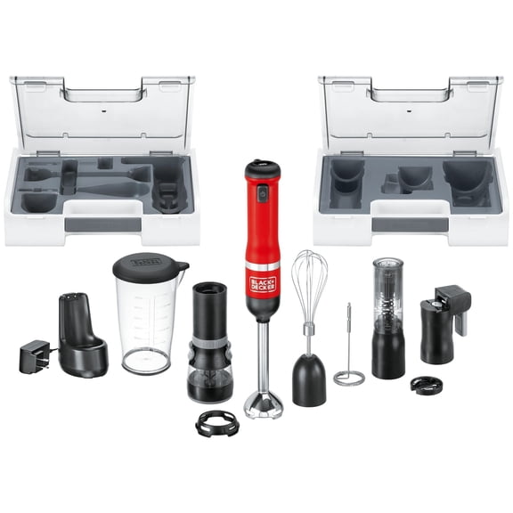 BLACK DECKER Kitchen Wand Immersion Blender 6 Kit, Red (BCKM1016KS06)