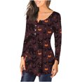 thumbnail image 3 of Camiseta informal para mujer, blusa estampada de manga larga con cuello redondo y fruncido Fridja  fjkfkj2140, 3 of 6