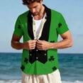 thumbnail image 6 of Handshe Unisex Button-Up Shirt, Short Sleeve with St. Patrick's Day Print, Casual Comfort for Festival and Daily Wear, 6 of 9