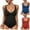 Black, variant on Jacenvly 2024 Womens Swimwear One Piece Quick Drying Fashion Women Comfortable Short Sleeve Fold Printed Bikini Set Multicolor V-Neck Trendy One-Piece Swimsuit Black