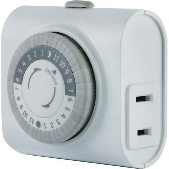 GE, 15119 24-Hour Indoor Basic Timer, 1 Polarized Outlet, Plug-In, Daily On/Off Cycle, 30 Minute Interval, for Lamps, Seasonal Appliances, and Portable Fans, 1 Pack