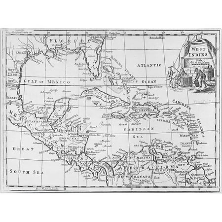 Trademark Art 'Map of the West Indies, Florida & South America' Canvas Art