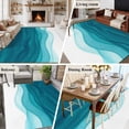 thumbnail image 6 of Area Rug 72×108in, Teal White Ripple Gradient Floor Carpet Living Room Rug, Watercolor Art Non-Slip Welcome Mat Indoor Rugs for Bedroom Dining Room, 6 of 9