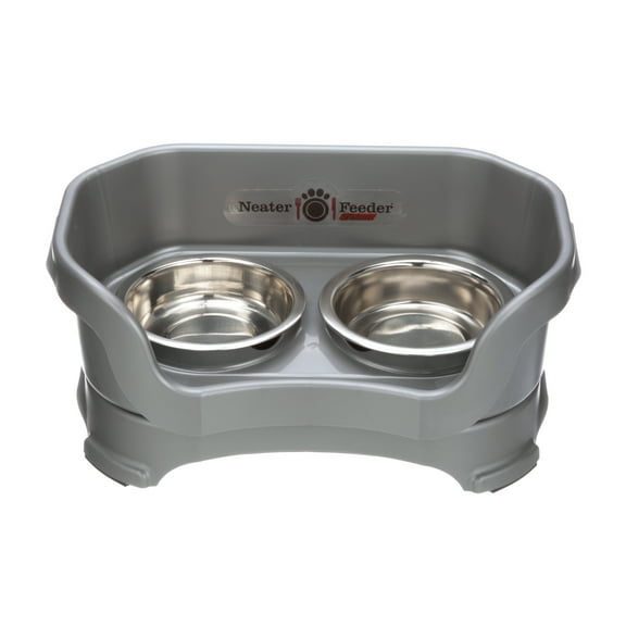 Neater Pets Neater Feeder Deluxe Mess-Proof Elevated Food & Water Bowls for Cats, Gunmetal