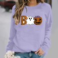 thumbnail image 2 of Jsaierl Halloween Sweatshirts Women Funny Pumpkin Graphic Pullovers Soft Classic Round Neck Long Sleeve Sweater Tops Halloween Party Supplies, Sizes S-2XL, 2 of 7