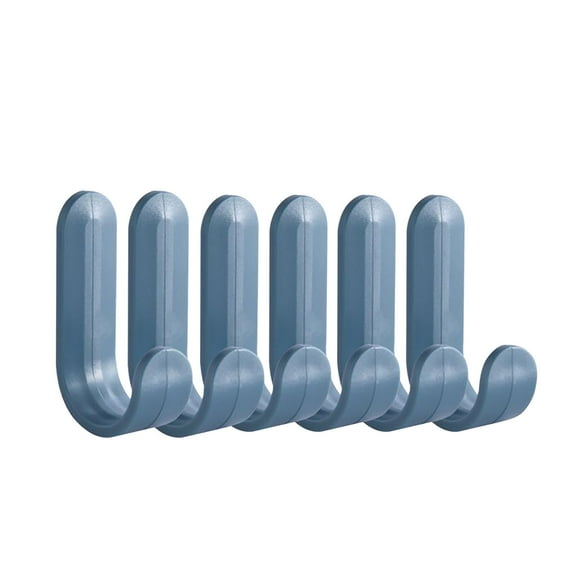 Adhesive Hooks, Heavy Duty Utility Wall Key for Decorative Holder Rack Self Towels, Hats, Shower, Kitchen, Living Room, Office (6 Pcs/Blue) 0.66x2.36"