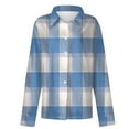 thumbnail image 4 of LIZUOJUNF Plaid Shirts for Women Button Down Shirts Long Sleeve Business Casual Tops Fall Winter Jackets Tops Trendy, 4 of 5