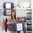thumbnail image 3 of Bolsa de almacenamiento gigante con cremallera para armario, edredón King, ropa, organizadores de mantas con ventana transparente grande y asas de transporte para ahorrar espacio, 4 unidades, 3 of 5