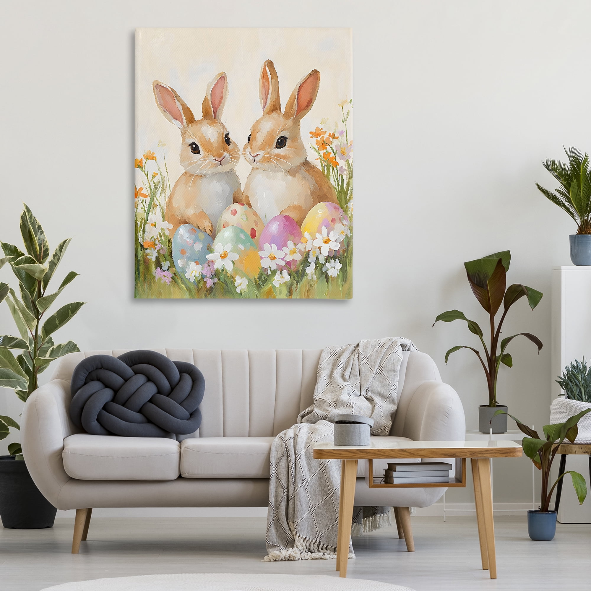 Stupell Industries Bunnies with Painted Easter Eggs Canvas Wall Art, design by The Prints Vibe