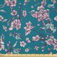 thumbnail image 2 of Ambesonne Pink Floral Fabric by the Yard Microfiber, Sakura Cherry Blossoms, 2 Yards, Dark Turquoise Plum, 2 of 2