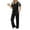 Black, variant on Ekouaer Lounge Sets for Women Ribbed Pajama Set Short Sleeve Top and Long Pants Set with Pockets Sleep Set