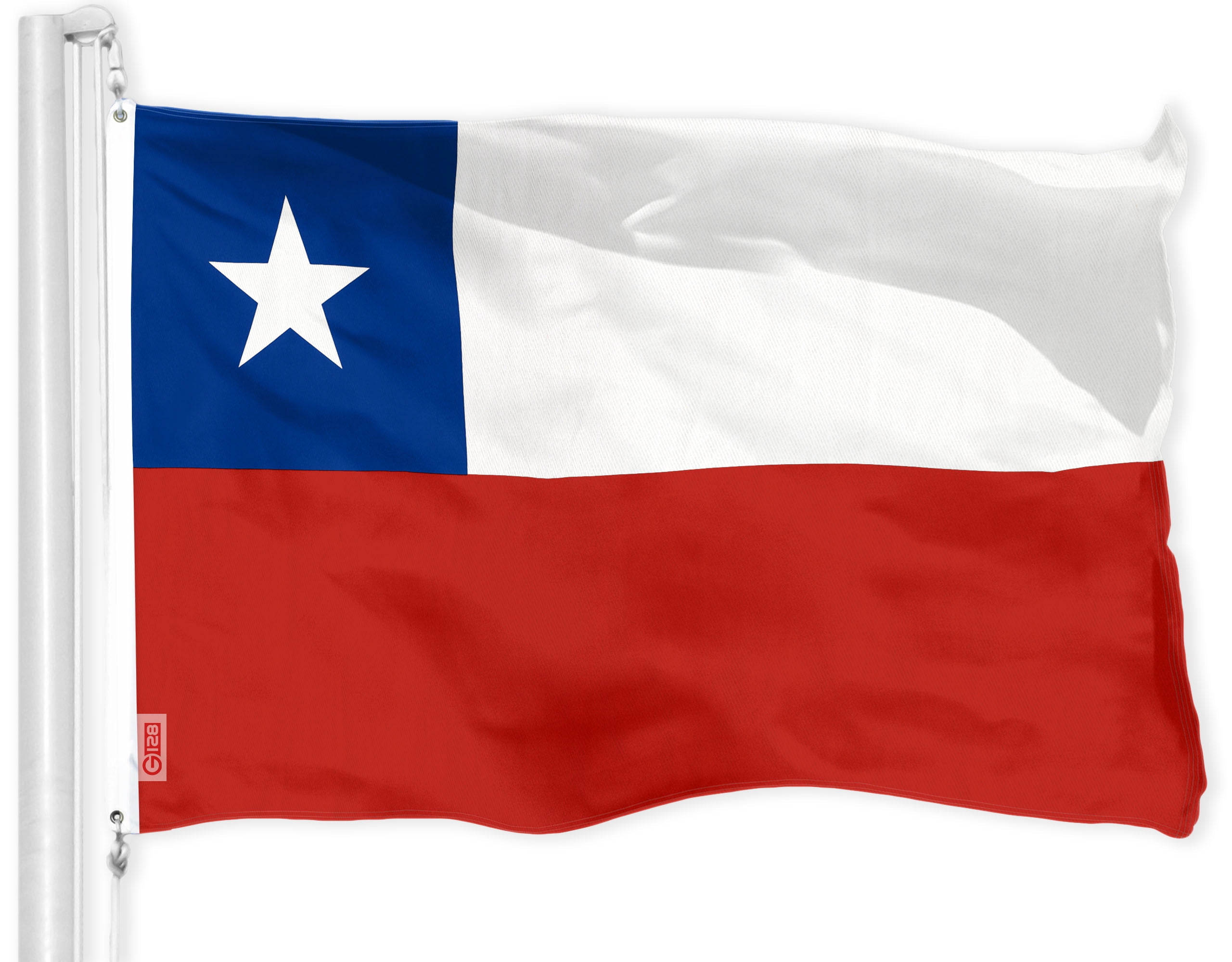 G128 Combo Pack: USA American Flag 3x5 Ft 150D Printed Stars & Chile (Chilean) Flag 3x5 Ft 150D Printed