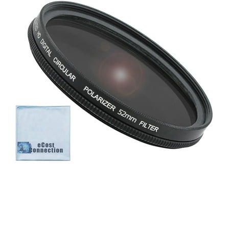 52CPL 52mm Pro Series Multicoated High Resolution Circular Polarized Filter & an eCostConnection Microfiber Cloth