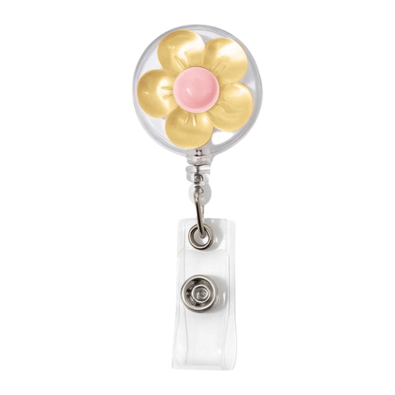 Retractable Flower Badge Holder For Nurse, 3D Cartoon Flora Chest Card Clip With Easy Pull Buckle