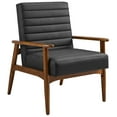thumbnail image 3 of Modway Jensen Vegan Leather Accent Chair, Walnut Black, 3 of 9