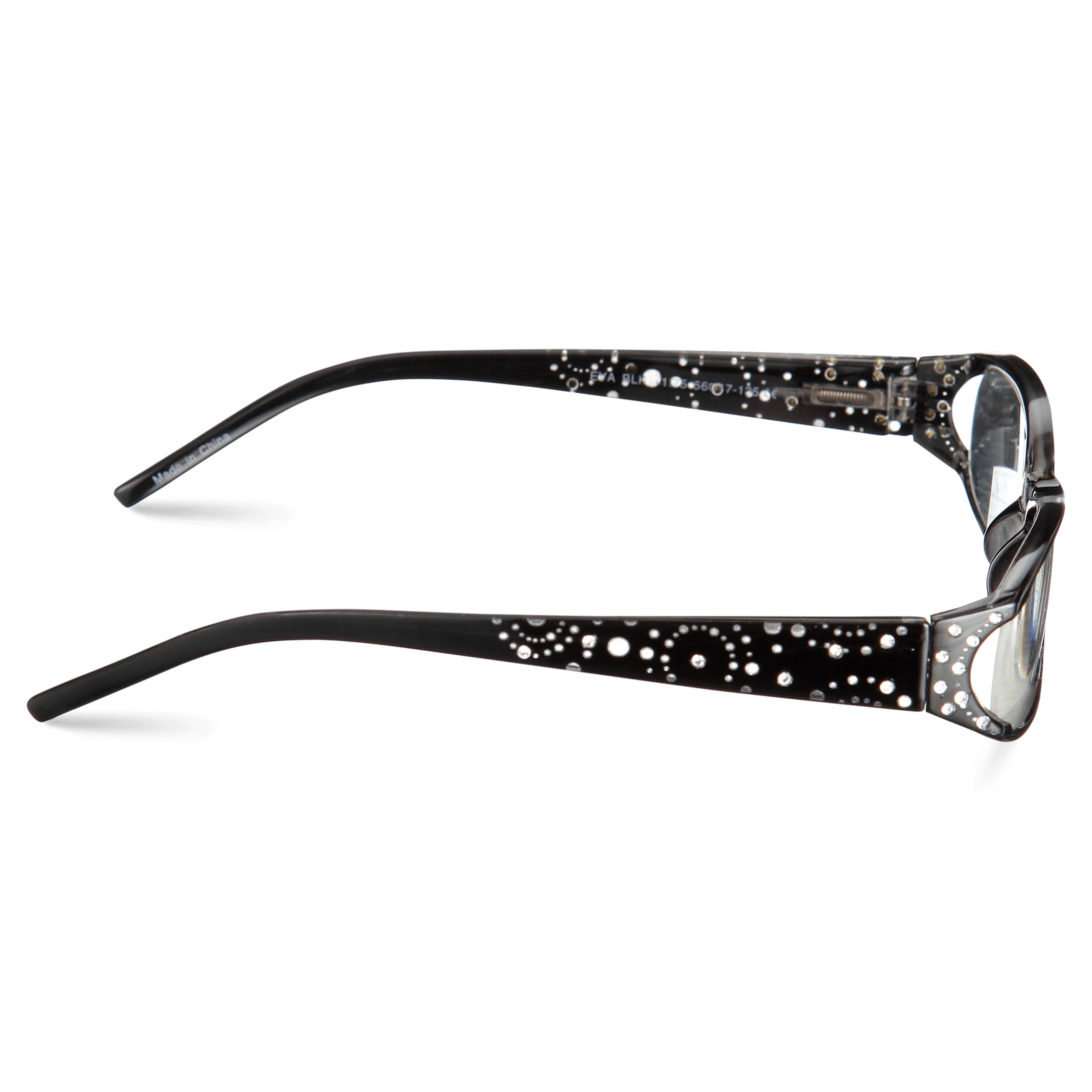 M Readers Eva Black +1.75 Reading Glasses with Case