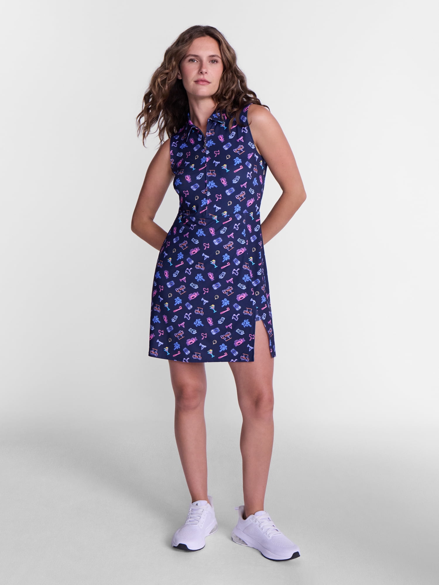 Birdie Bound Women's Sleeveless Polo Dress with built in body liner, Sizes XS-2XL