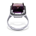 thumbnail image 2 of Galaxy Gold 14K Solid White Gold Ring with Natural Black Diamonds and Amethyst, Size 7.5, 5.5-11 Sizes, February Birthstone, Symbol of Serenity, 2 of 4