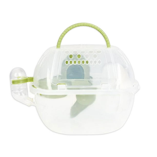 Methold Jaula para hámster, caja transportadora para habitación de ratones, botella de agua multicolor, doble capa, mango práctico, diseño de cajas Hábitats y jaulas para animales pequeños Verde Methold PT005085-01