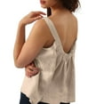 thumbnail image 2 of Otntypg Womens Linen Tank Tops Summer Cute Sleeveless Square Neck Loose Fit Shirts Trendy Oversized Soft Cotton Tunic Blouses Khaki XXXL, 2 of 10