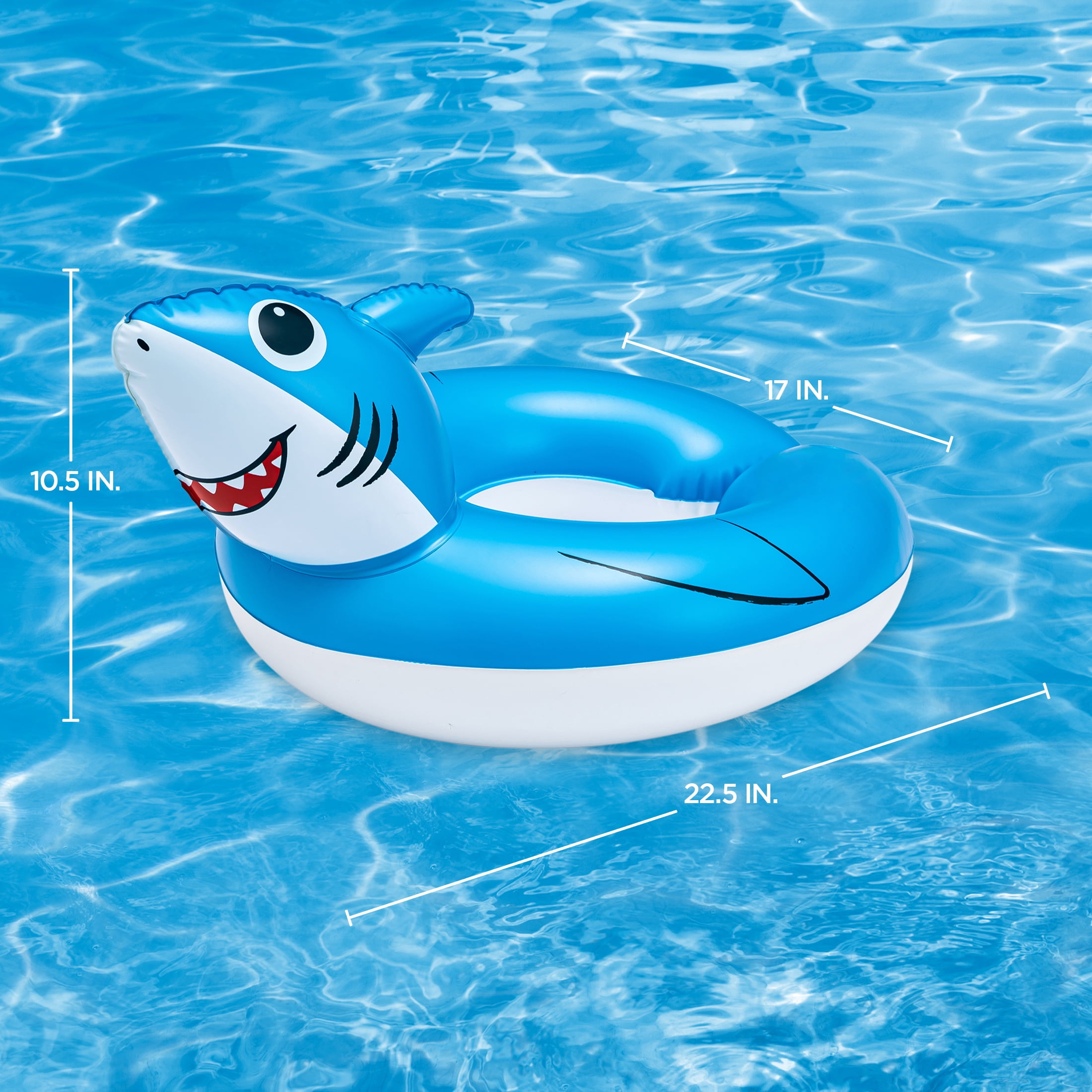 Bluescape Blue Shark Split Inflatable Swim Ring Pool Float for Kids, Ages 3 to 6, Unisex