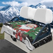 Yuyamidu Santa Claus Golf Cart Seat Covers, Xmas Tree Golf Cart Seat Towel Blanket for 2 Passenger, Christmas Club Car Accessories Gifts for Golfer for Winter