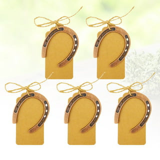 AerWo 20pcs Horse Shoes Favors with Kraft Tag, Metal Mini Craft Horseshoes Decorations for Rustic Vintage Wedding Party Decor, Infant Girl's, Size