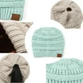 thumbnail image 2 of Women's Ponytail Beanie Hat, Winter Warm Knit Slouchy Beanie with Criss-Cross Opening for High Buns & Ponytails, 2 of 7