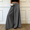 thumbnail image 2 of JULMCOMO Palazzo Pants for Women Striped Elastic Waisted Flowy Oversized Wide Leg Pants Full Floor Length Resort Baggy Trousers with Pockets Black 2XL, 2 of 6