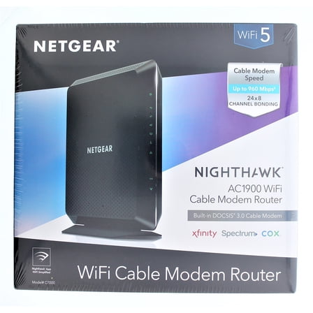 NETGEAR Nighthawk Cable Modem and WiFi 5 Router Combo (C7000) - Compatible with Major Cable Providers incl. Xfinity & Cox - Cable Plans up to 800Mbps - AC1900 (Up to 1.9Gbps) - DOCSIS 3.0