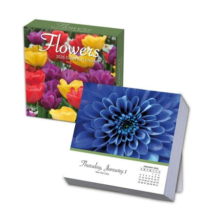 Turner Licensing, Flowers 2026 Desk Calendar, 5.5'' X 5.5'', 12-Month Calendar with Wire-O Binding